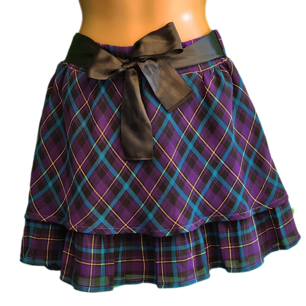 Girl's Chaps Purple Plaid Skirt (Girl's Large, 12-14)